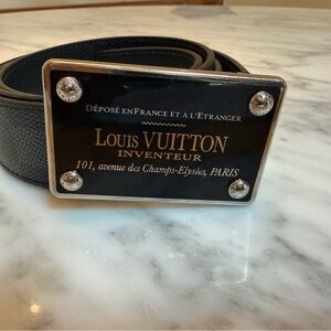 Louis Vuitton Black Textured Leather Belt